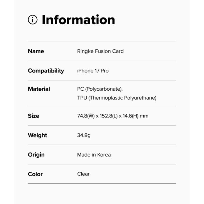RINGKE Fusion Card Case for iPhone 17 Pro 6.3" (2025)