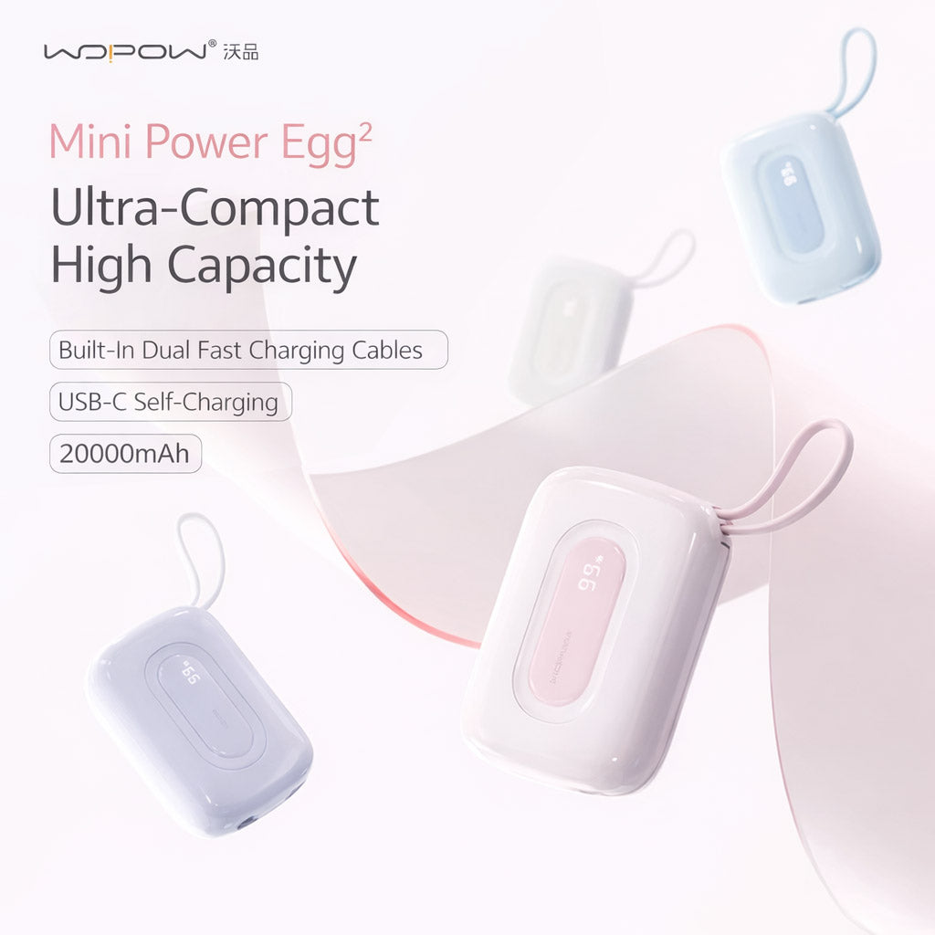 WOPOW SQ73A Mini PowerBank With Lightning-Type C Cable, 20000mAh, 293g