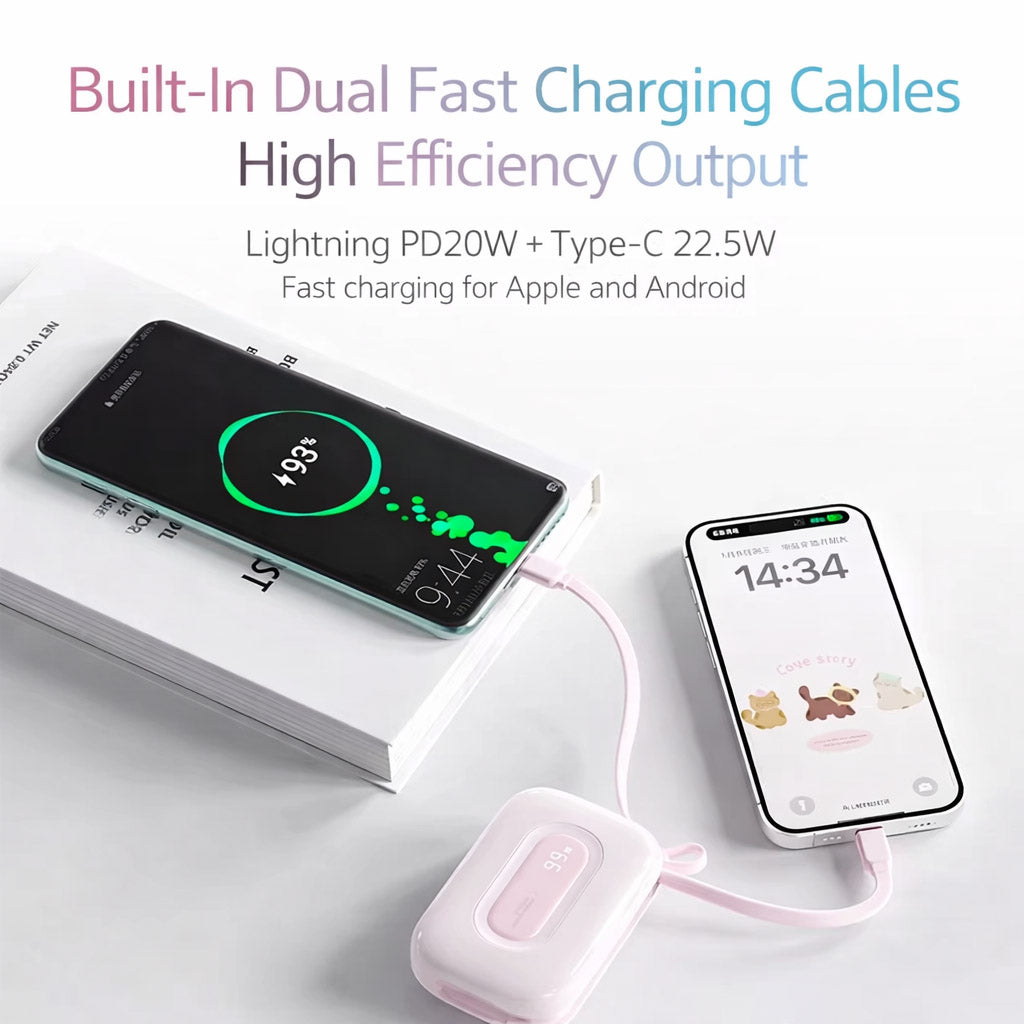WOPOW SQ73A Mini PowerBank With Lightning-Type C Cable, 20000mAh, 293g