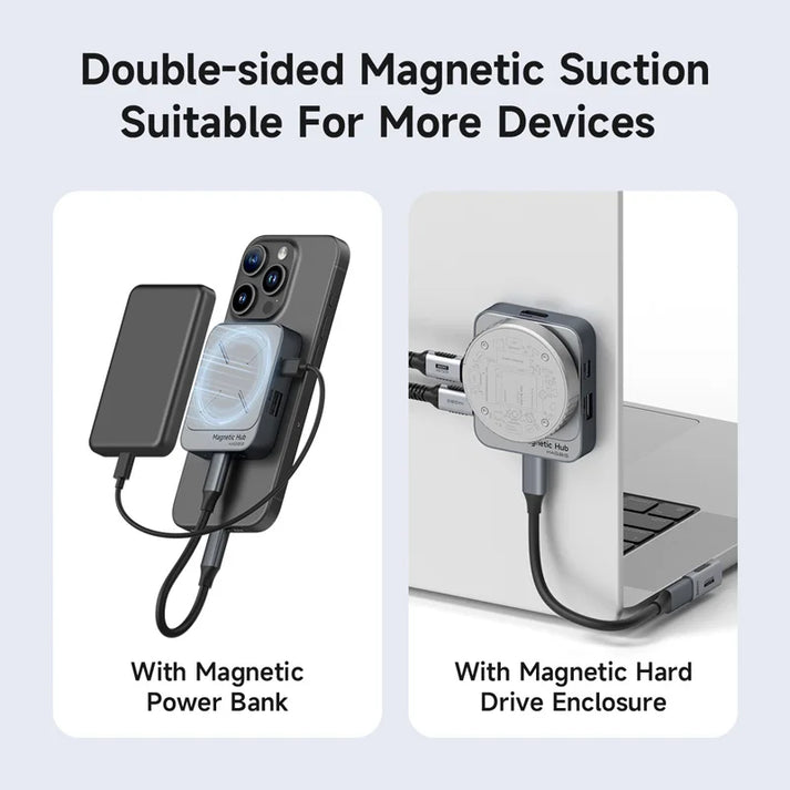 HAGIBIS TC100 Multi-function Type-C Magnetic Docking Station Hub, 10Gbps, 4K/60Hz