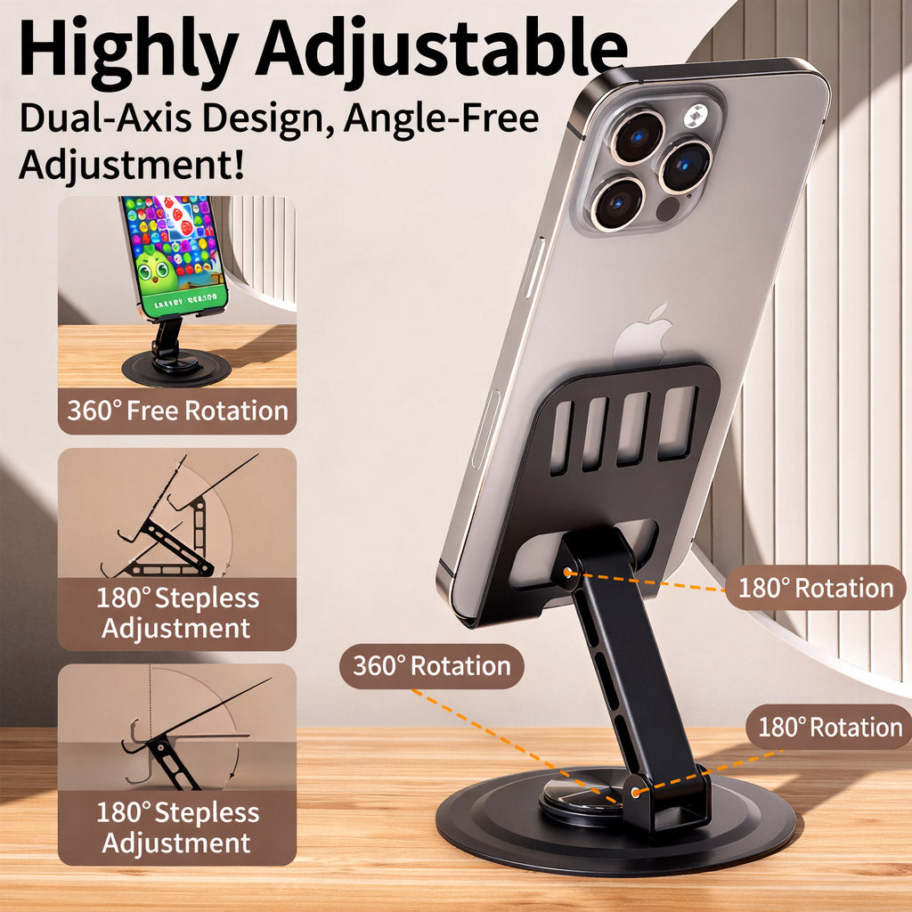 O2W Selection BASEMO BMZJ013 Metal Rotating Phone Holder