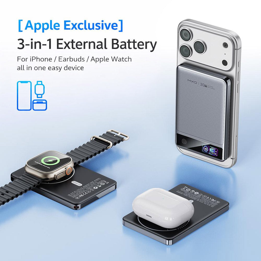 MXD GaN 20W Magnetic Power Bank with Fingerprint Recognition & Digital Display