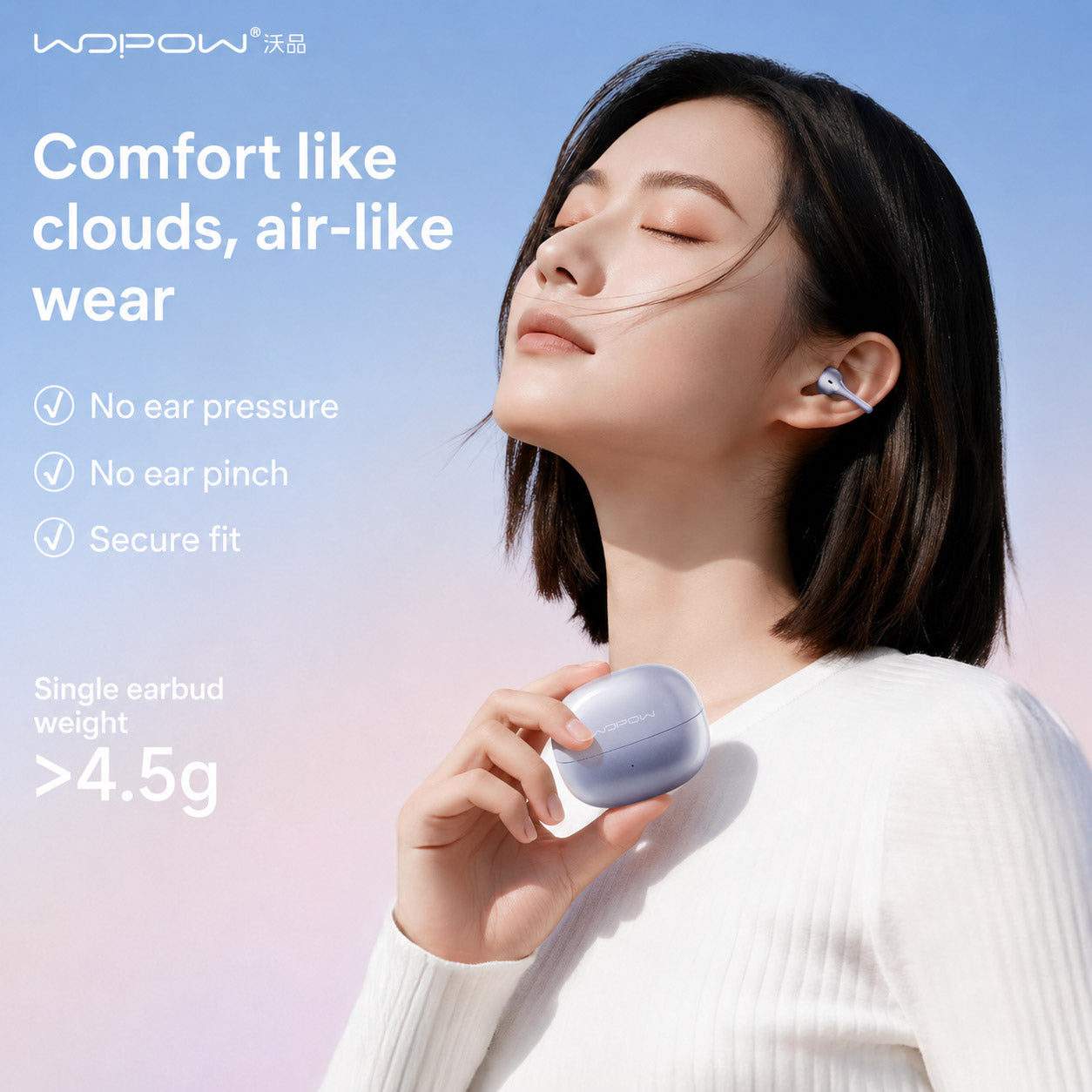 WOPOW OWS28 BT6.0 AI Open‑Ear Clip‑on True Wireless Stereo Earphones