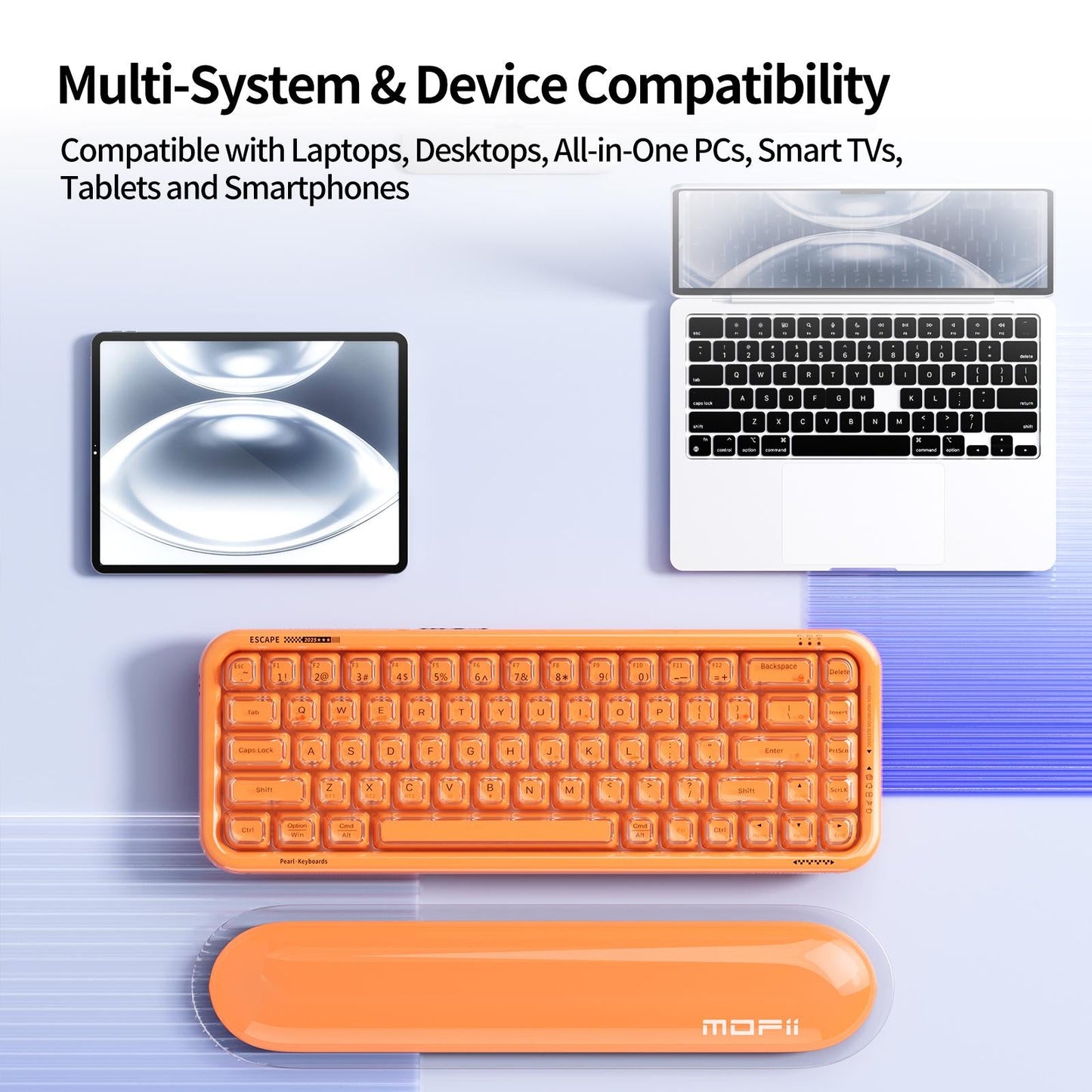 MOFII Pearl Series Tri-Mode RGB Backlit Mechanical Keyboard,68 Key