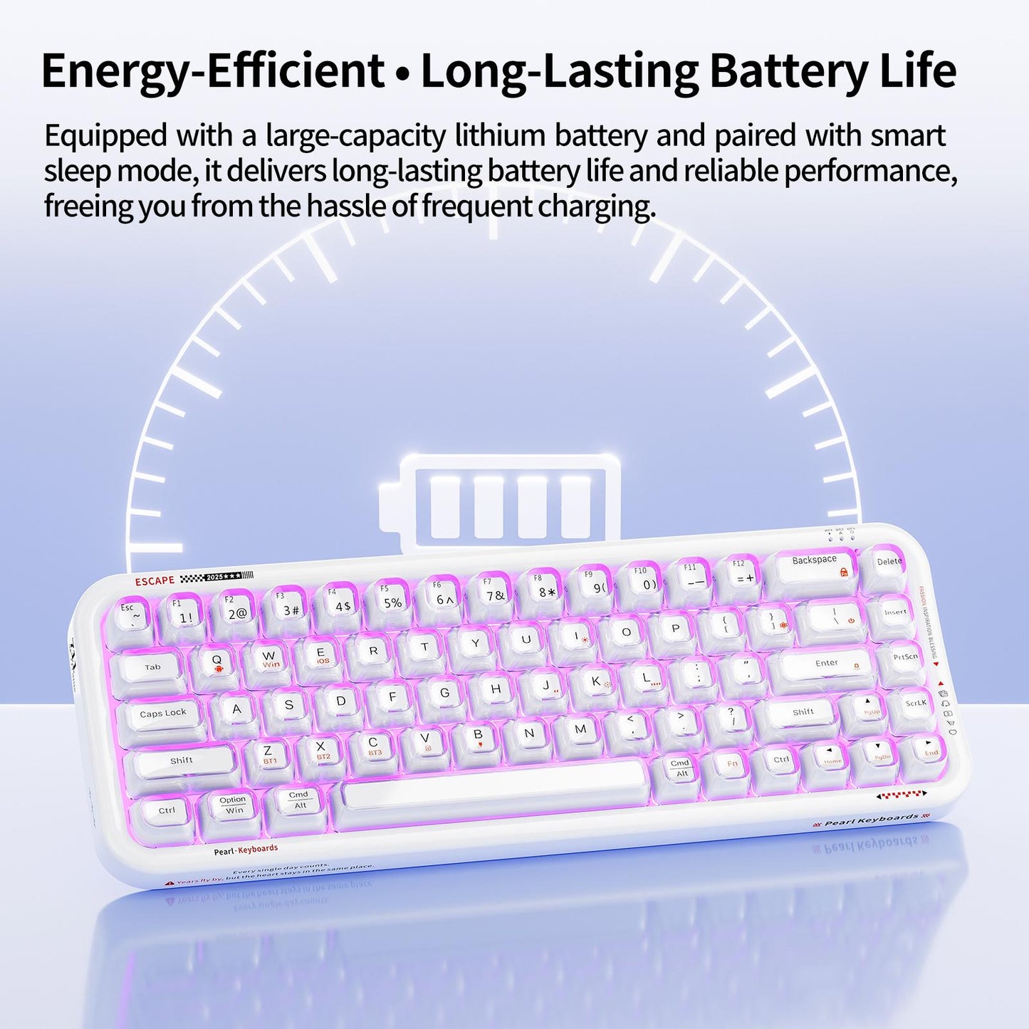MOFII Pearl Series Tri-Mode RGB Backlit Mechanical Keyboard,68 Key