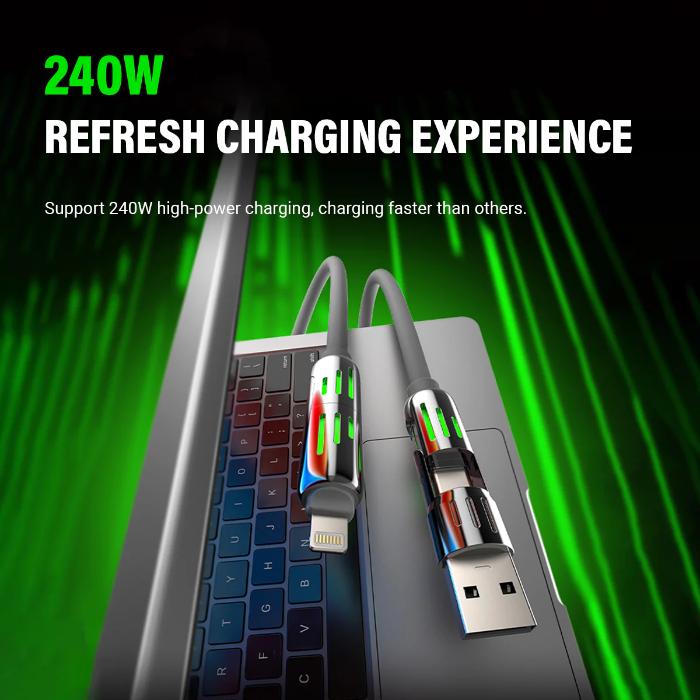 Shop and buy MFISH Armored Dragon 4-in-1 240W Fast Charging Cable 2m USB-C USB-A Lightning High-Power Charging| Casefactorie® online with great deals and sales prices with fast and safe shipping. Casefactorie is the largest Singapore official authorised retailer for the largest collection of mobile premium accessories.