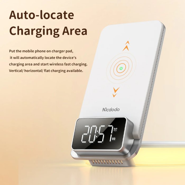 Shop and buy Mcdodo MG Series Multifunctional Desktop Wireless Charger alarm clock night lamp auto-locate charging| Casefactorie® online with great deals and sales prices with fast and safe shipping. Casefactorie is the largest Singapore official authorised retailer for the largest collection of mobile premium accessories.