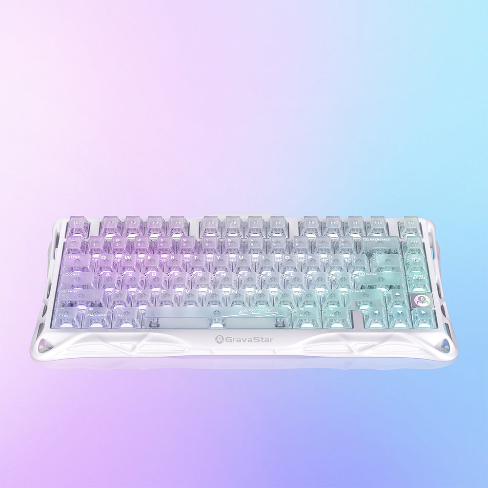 GravaStar Mercury K1 Lite 75% Wireless Mechanical Gaming Keyboard, Crystal Aurora