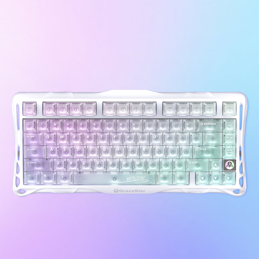 GravaStar Mercury K1 Lite 75% Wireless Mechanical Gaming Keyboard, Crystal Aurora