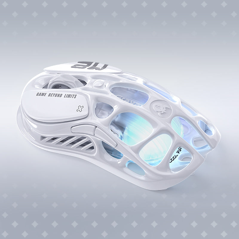 GravaStar Mercury M2 Gaming Mouse, Ergonomic PVC Hollowed-Out, 1K Hz Seamless Wired/Wireless 5 RGB & Programmable Button