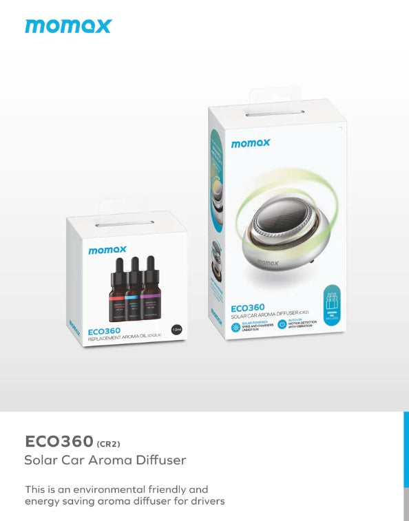 Shop and buy Momax CR2 Eco 360 Solar Car Aroma Diffuser Turbo quiet operation Heat-resistant safe under sunlight| Casefactorie® online with great deals and sales prices with fast and safe shipping. Casefactorie is the largest Singapore official authorised retailer for the largest collection of mobile premium accessories .