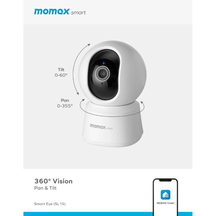 Shop and buy Momax SL1 Smart Eye IoT IP 360° Camera Voice Command 24/7 video recording screenshots 2-way audio| Casefactorie® online with great deals and sales prices with fast and safe shipping. Casefactorie is the largest Singapore official authorised retailer for the largest collection of mobile premium accessories .