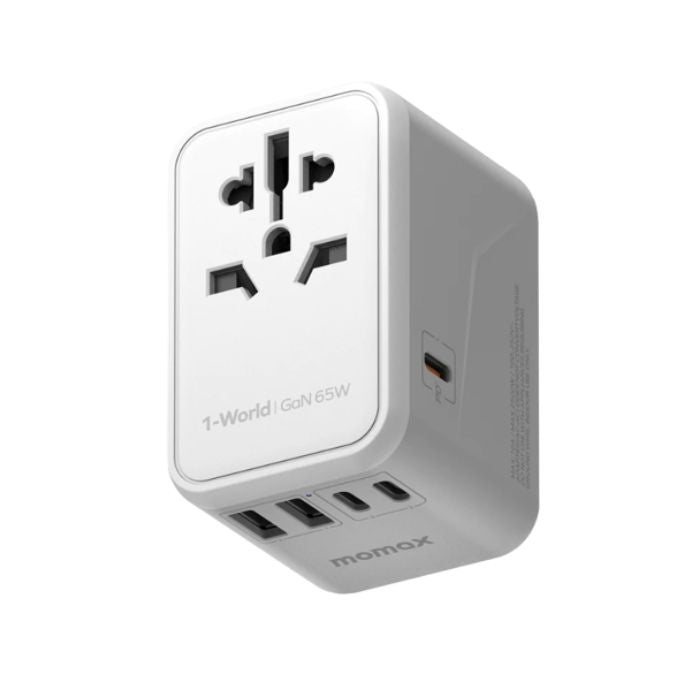 Shop and buy Momax UA8 1-WORLD 65W GaN AC Travel Adaptor Built-in JP/US, AU, EU, UK sockets 6 devices charging| Casefactorie® online with great deals and sales prices with fast and safe shipping. Casefactorie is the largest Singapore official authorised retailer for the largest collection of mobile premium accessories .