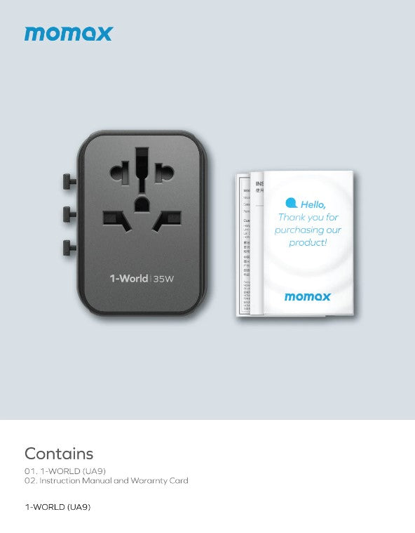 Shop and buy Momax UA9 1-WORLD PD 35W 5-Port + AC Travel Adapter Built-in JP/US, AU, EU, UK sockets charge 6 devices| Casefactorie® online with great deals and sales prices with fast and safe shipping. Casefactorie is the largest Singapore official authorised retailer for the largest collection of mobile premium accessories .