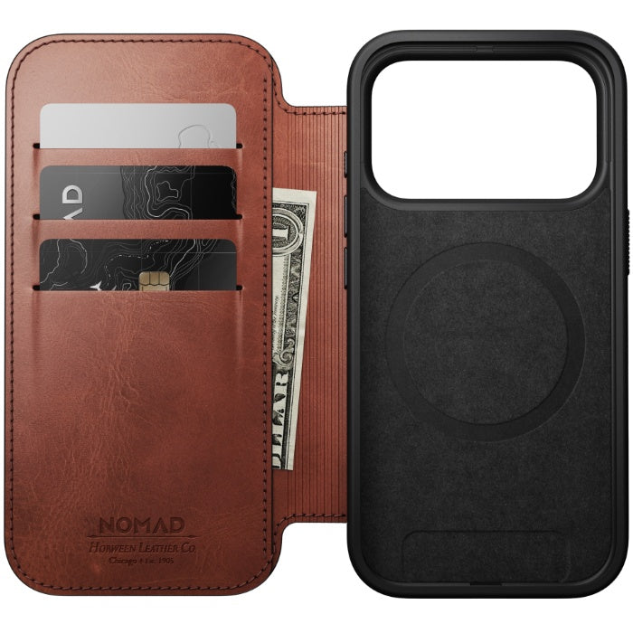 NOMAD Modern Leather Folio Case for iPhone 17 Pro 6.3" (2025) by Horween® Leather