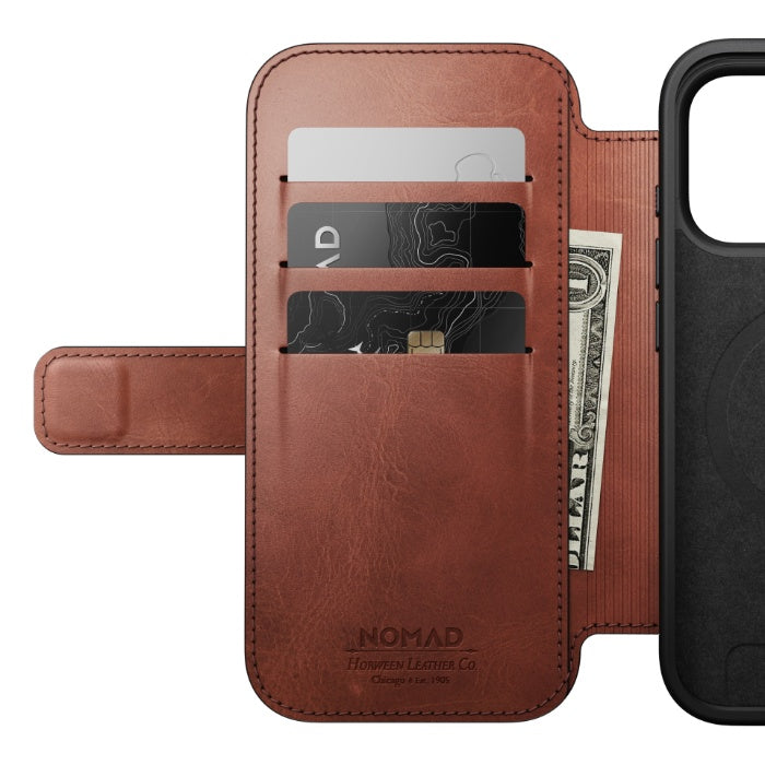 NOMAD Modern Leather Folio Case for iPhone 17 Pro 6.3" (2025) by Horween® Leather