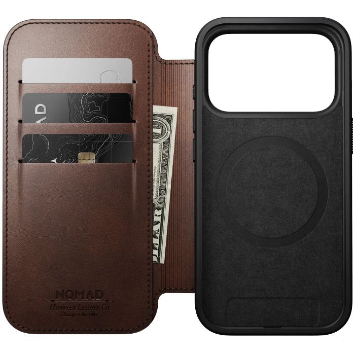 NOMAD Modern Leather Folio Case for iPhone 17 Pro 6.3" (2025) by Horween® Leather