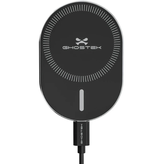 Black Ghostek NRGmount 15W Magnetic Car Charging Mount (2nd Gen) on a white background