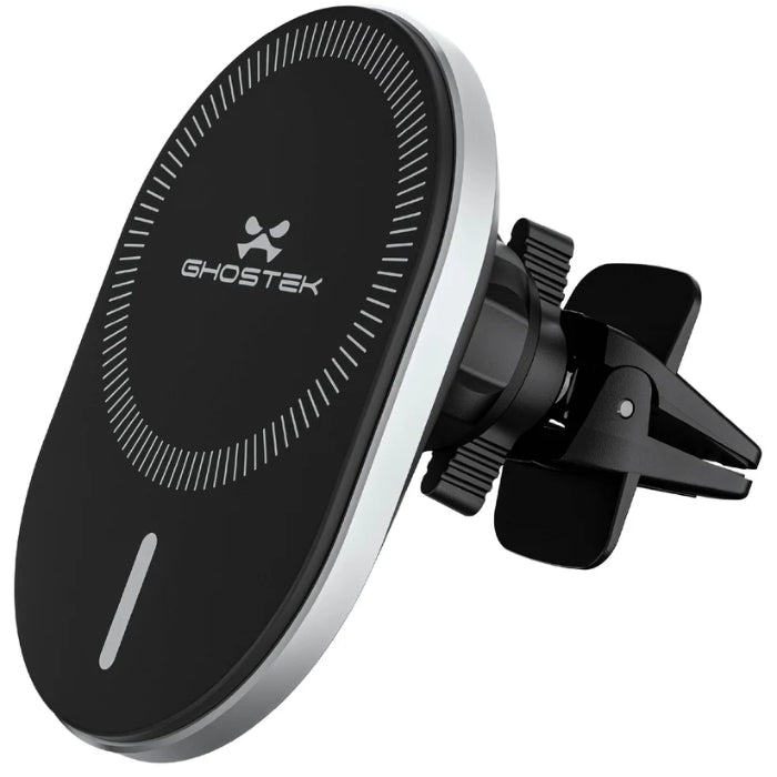 Black Ghostek NRGmount 15W Magnetic Car Charging Mount (2nd Gen) on a white background