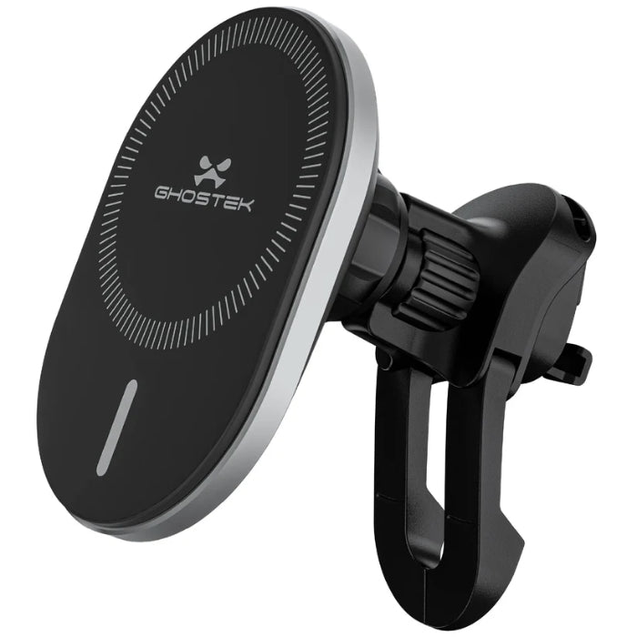 Black Ghostek NRGmount 15W Magnetic Car Charging Mount (2nd Gen) on a white background