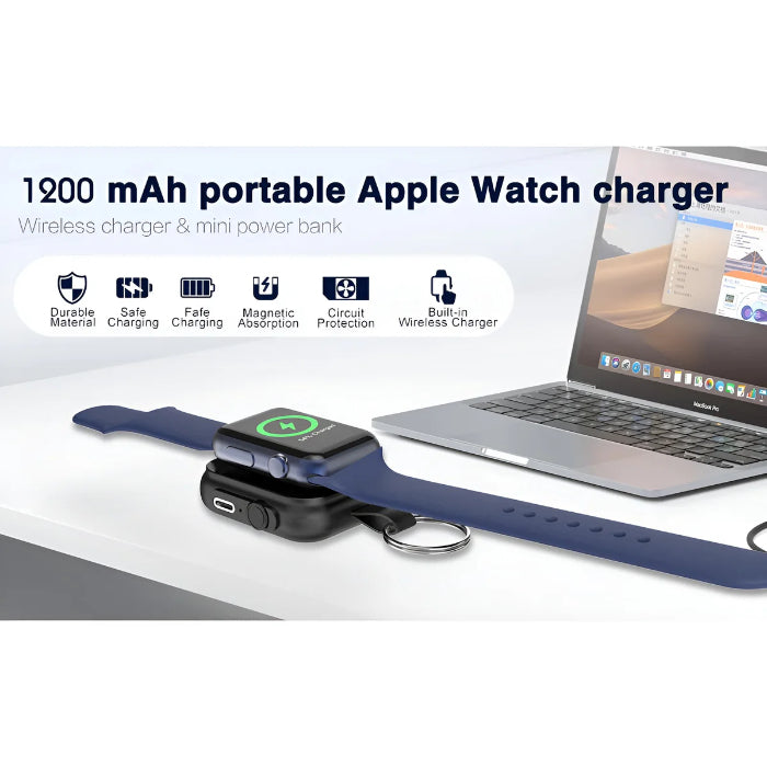 O2W Selection WP1 2.5W Max Portable Charger for Apple Watch with 1200mAH Powerbank