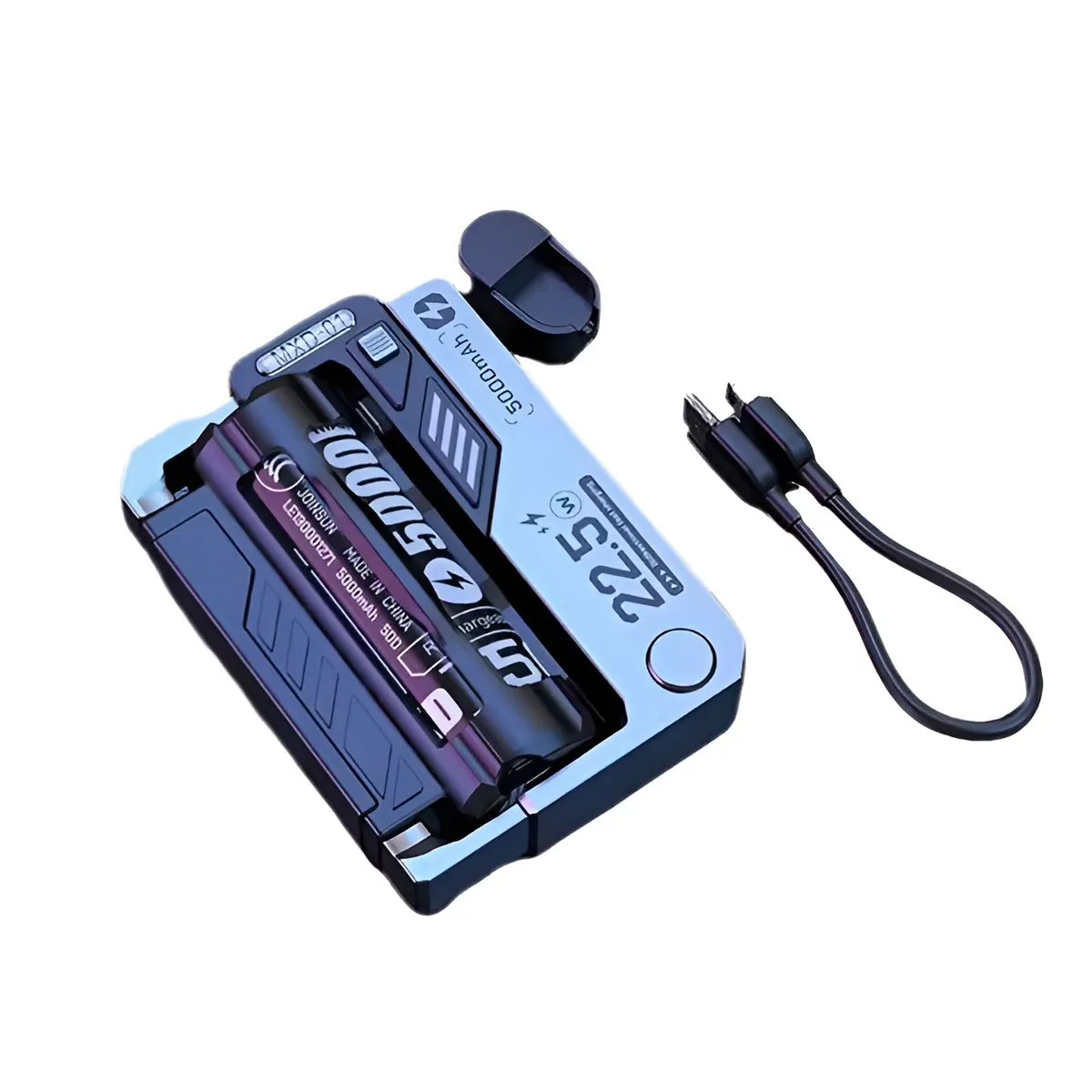 MXD MXD-01 5000mAh Mini Power Bank PD 22.5W, Removable Battery, Dual Cable Fast Charging, Portable Charger