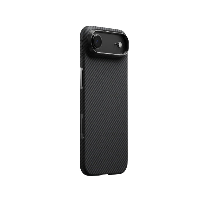 Black Grey PITAKA Ultra-Slim Case for iPhone 17 Air 6.6" (2025) with PitaTap on a white background