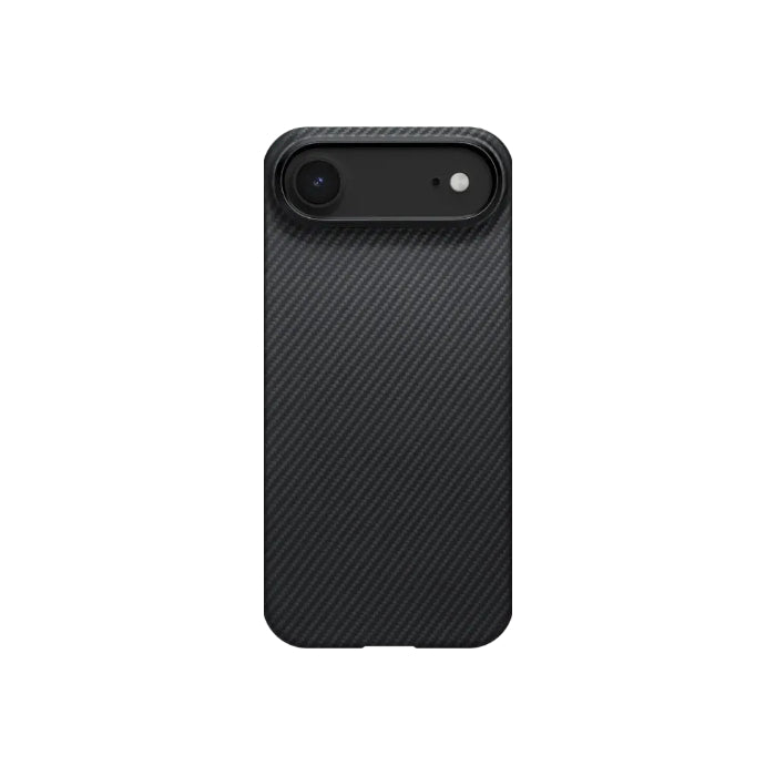Black Grey PITAKA Ultra-Slim Case for iPhone 17 Air 6.6" (2025) with PitaTap on a white background