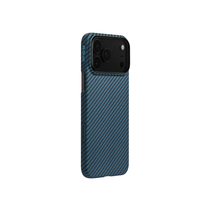 Black Blue PITAKA Ultra-Slim Case for iPhone 17 Pro 6.3" (2025) with PitaTap on a white background