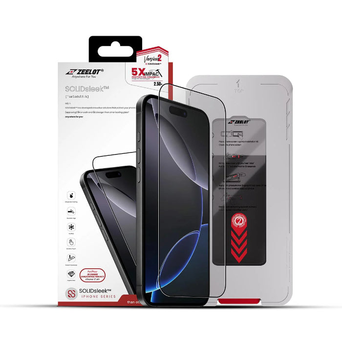 ZEELOT SOLIDsleek V2 (2.5D+) Tempered Glass Screen Protector for iPhone Air 6.5" (2025) with EasyFit Installation Kit