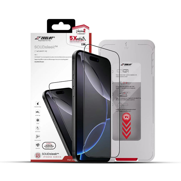ZEELOT SOLIDsleek V2 (2.5D+) Tempered Glass Screen Protector for iPhone Air 6.5" (2025) with EasyFit Installation Kit