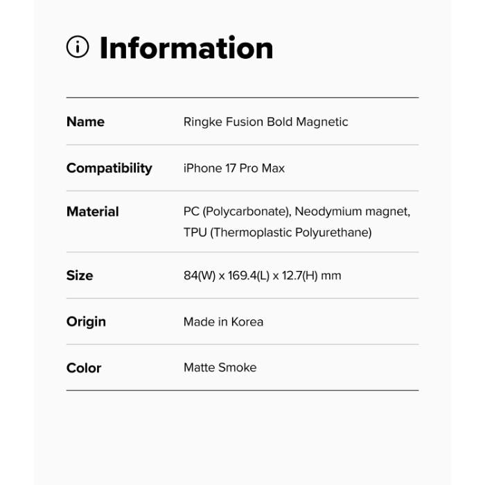 RINGKE Fusion Bold Magnetic Case for iPhone 17 Pro Max 6.9" (2025)