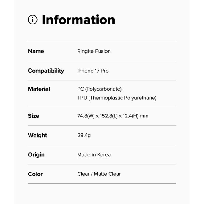 RINGKE Fusion Case for iPhone 17 Pro 6.3" (2025)