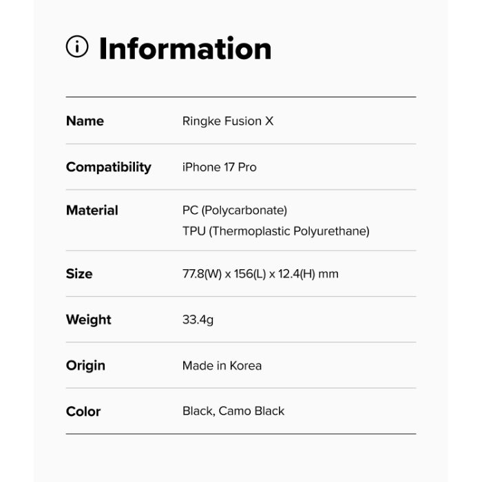 RINGKE Fusion X Case for iPhone 17 Pro 6.3" (2025)