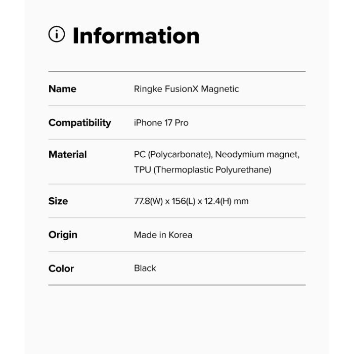 RINGKE Fusion X Magnetic Case for iPhone 17 Pro 6.3" (2025)
