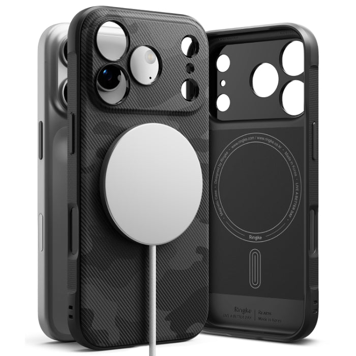 Camo Black RINGKE Onyx Magnetic Case for iPhone 17 Pro 6.3" (2025) logo on a white background