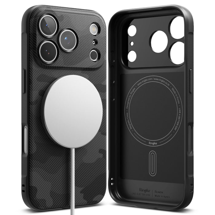 Camo Black RINGKE Onyx Magnetic Case for iPhone 17 Pro 6.3" (2025) logo on a white background