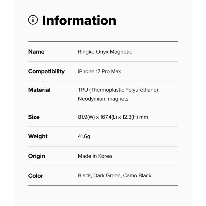 RINGKE Onyx Magnetic Case for iPhone 17 Pro Max 6.9" (2025)