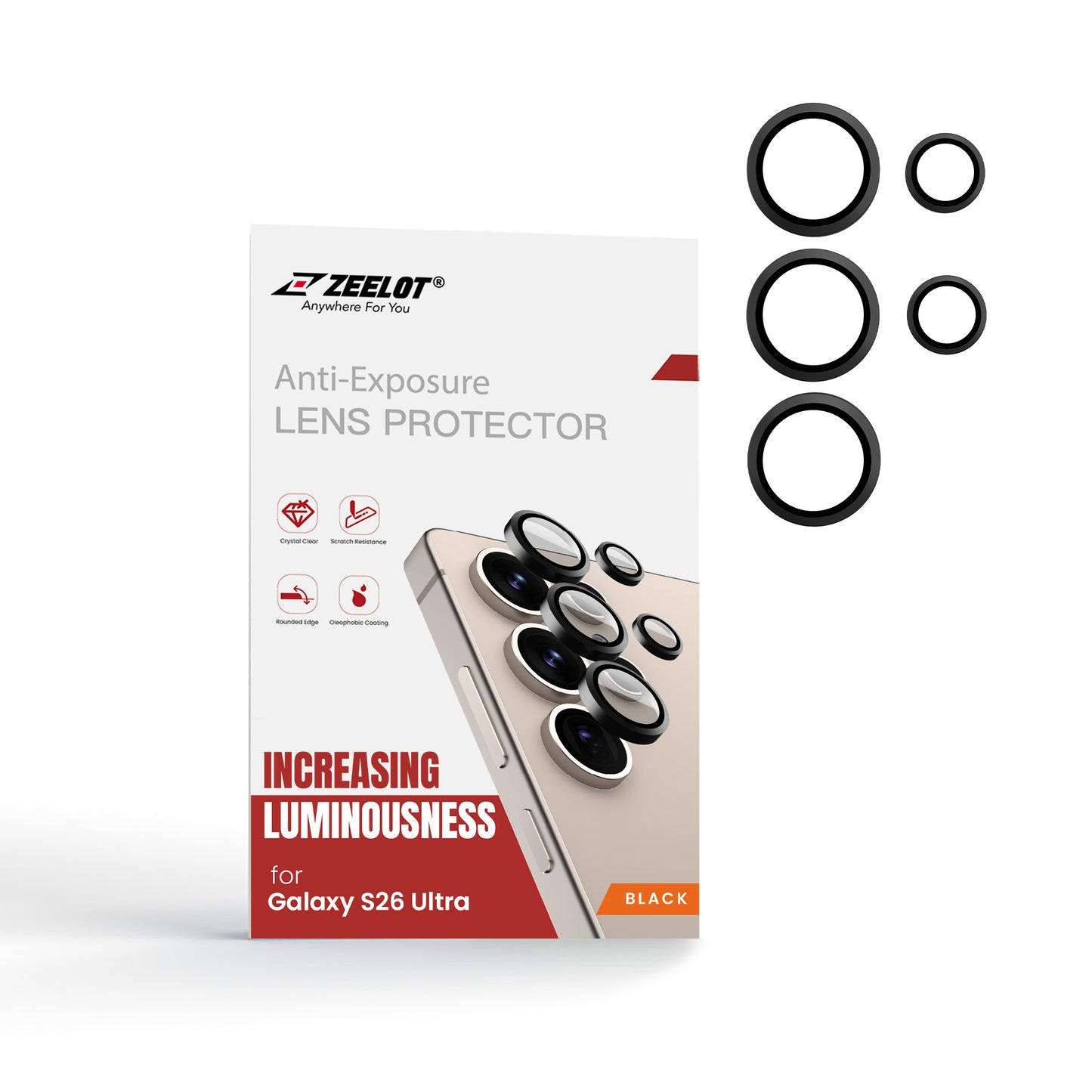 ZEELOT Pishield Series Titanium Alloy Lens Protector for Samsung Galaxy S26 Ultra (2026)