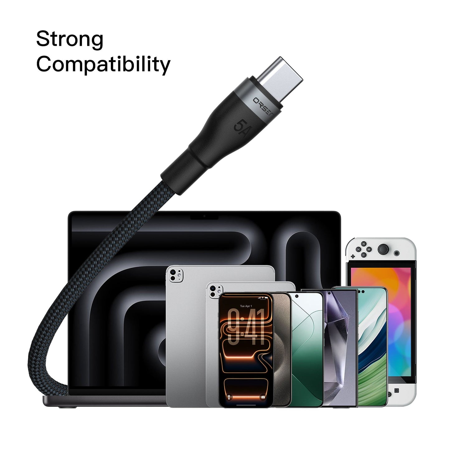 ORSEN S6 240W C-C Quick Charging Cable + Fast Transmission,1.5m