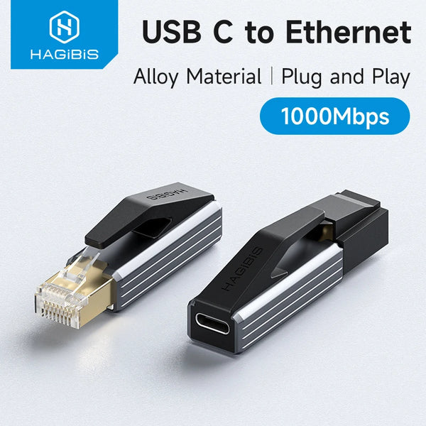 HAGIBIS CR01 USB-C to RJ45 Gigabit Ethernet Adapter