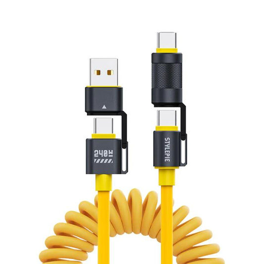 Shop and buy Stylepie 4-in-1 PD/QC Fast Charging Cable 240W USB-C USB-A LlGHT-NlNG Silicone/Coil Cable 480Mbps Data Transfer| Casefactorie® online with great deals and sales prices with fast and safe shipping. Casefactorie is the largest Singapore official authorised retailer for the largest collection of mobile premium accessories.