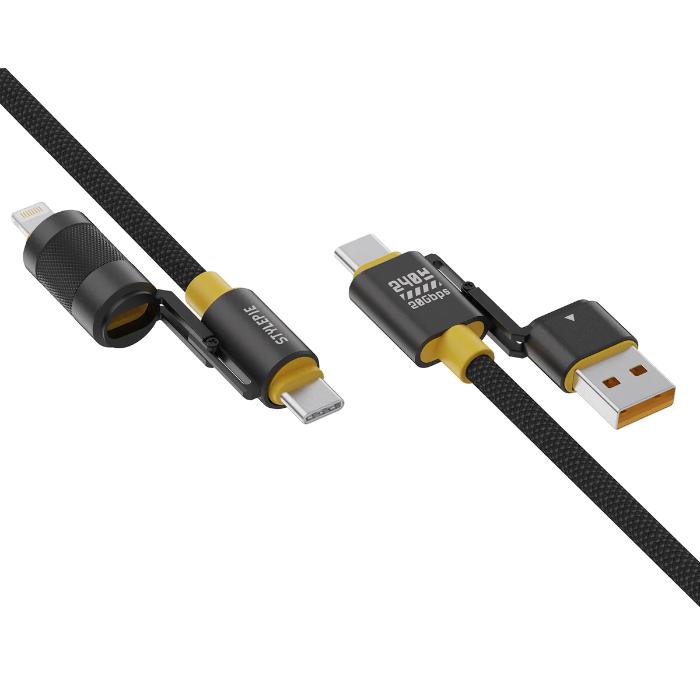 Shop and buy Stylepie 4-in-1 PD/QC Fast Charging Cable 240W USB4 Gen2 20Gbps PD3.1 USB-C USB-A LlGHT-NlNG Braided Nylon Cable| Casefactorie® online with great deals and sales prices with fast and safe shipping. Casefactorie is the largest Singapore official authorised retailer for the largest collection of mobile premium accessories.