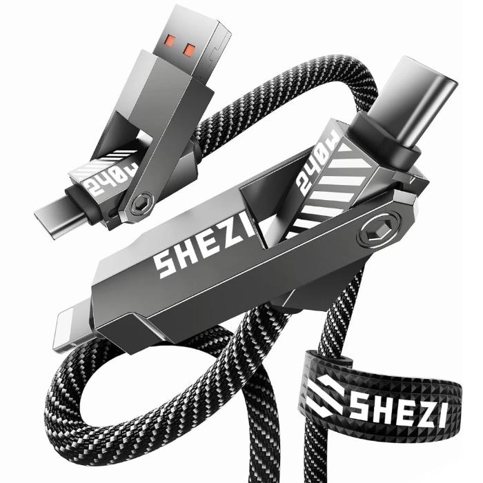 STYLEPIE L13 240W 4 in 1 Fast Charging Cable, Keychain Version on a white background