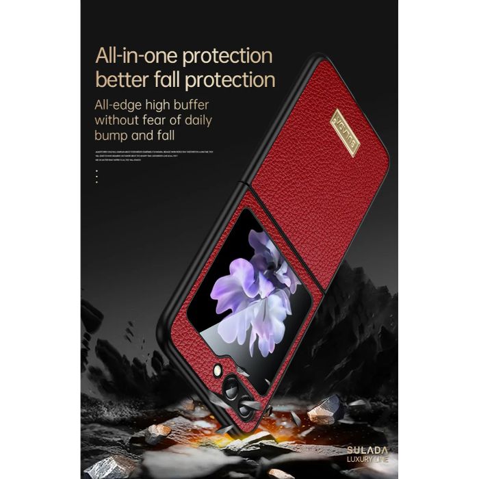 Shop and buy SULADA Leather Protective Case for Samsung Galaxy Z Flip 5 (2023) Shockproof Anti-fingerprint| Casefactorie® online with great deals and sales prices with fast and safe shipping. Casefactorie is the largest Singapore official authorised retailer for the largest collection of mobile premium accessories.