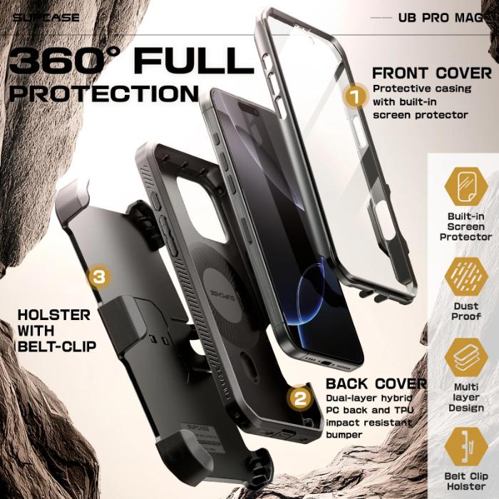 SUPCASE Unicorn Beetle MAG Pro Case for iPhone 16 Pro 6.3" (2024) with Built-in Kickstand