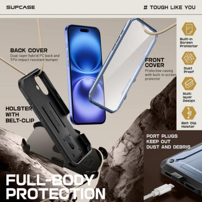 SUPCASE Unicorn Beetle Pro Full Body Rugged Case for iPhone 16 6.1" (2024) with Built-in Screen Protector