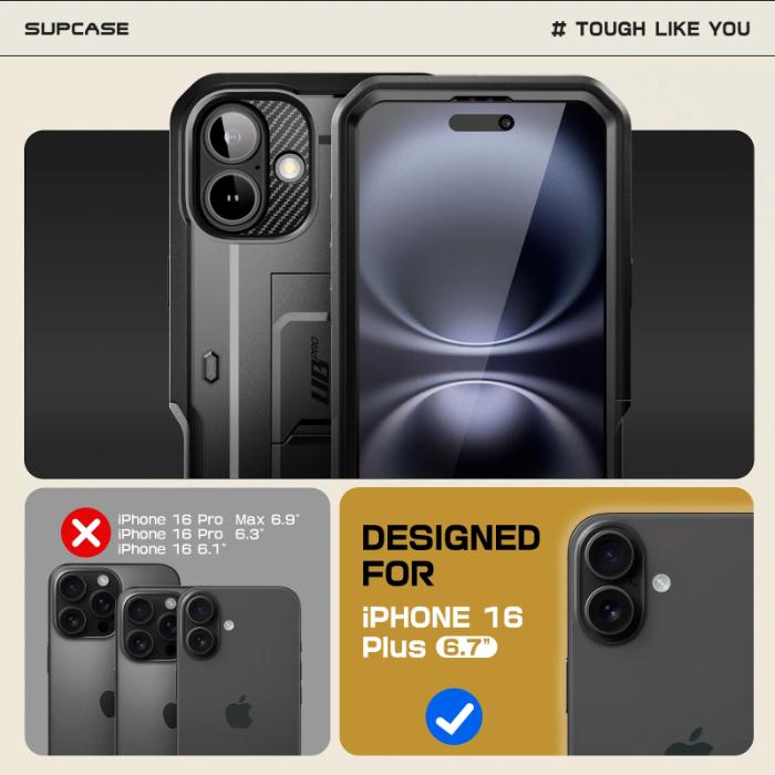 SUPCASE Unicorn Beetle Pro Full Body Rugged Case for iPhone 16 Plus 6.7" (2024) with Built-in Screen Protector