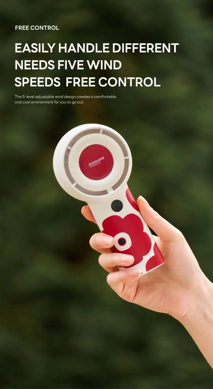 Solove F16 Flower Handheld Fan with Adjustable in Five Level & Battery Digital Display