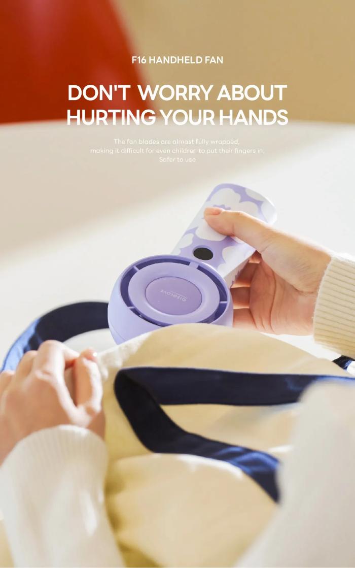 Solove F16 Flower Handheld Fan with Adjustable in Five Level & Battery Digital Display